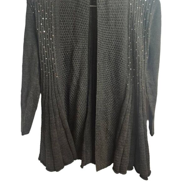 Soft Surroundings Gray Shimmer Cinched Back Flowy Holiday Cardigan Size Petite X - Picture 7 of 10